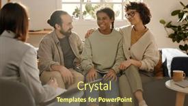  Presentation with social worker - Presentation theme with foster-parents-sitting-on-sofa background and a tawny brown colored foreground