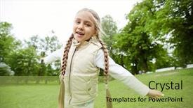  Presentation with hipster girl playing tetris game - Audience pleasing PPT theme consisting of foster youth - adorable little girl in casualwear backdrop and a  colored foreground