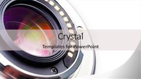  Presentation with lens - Slide set with foto film - lens for digital camera background and a lemonade colored foreground