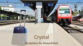  Presentation with traveler - Amazing presentation design having lost found - traveler's bag at a train backdrop and a lemonade colored foreground