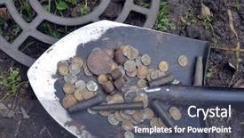  Presentation with metal detector - Theme having found with metal detector near background and a dark gray colored foreground