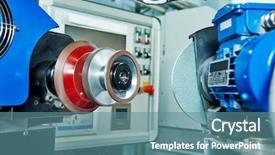  Presentation with machine - Presentation enhanced with grinding machine tool for sharpening background and a seafoam green colored foreground