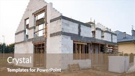  Presentation with building construction water supply - PPT layouts consisting of foundation blocks - building under construction background and a coral colored foreground