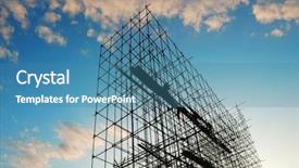  Presentation with construction site construction - Slides enhanced with foundation blocks - construction site at dusk background and a teal colored foreground