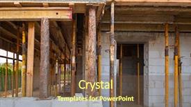  Presentation with building a house - Slide set consisting of foundation columns - building under construction background and a  colored foreground