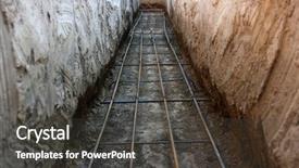  Presentation with building foundation - Presentation theme consisting of foundation construction building site making background and a dark gray colored foreground