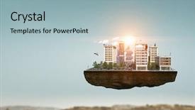  Presentation with foundation engineering - Presentation theme featuring foundation engineering - construction and urban development mixed background and a light blue colored foreground