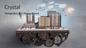  Presentation with foundation engineering - Presentation theme enhanced with foundation engineering - mini city design mixed media background and a light blue colored foreground