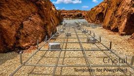  Presentation with building foundation - PPT theme having foundation-of-building-being-reinforced background and a  colored foreground