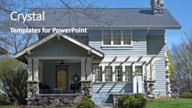  Presentation with accents - Beautiful PPT theme featuring foundation stones - blue house with pergola heavy backdrop and a teal colored foreground