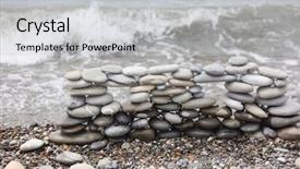  Presentation with water wave - Amazing theme having foundation stones - construction of many pebbles backdrop and a light gray colored foreground