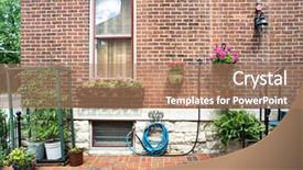  Presentation with container gardening - PPT theme having foundation stones - urban container gardening background and a coral colored foreground