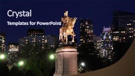  Presentation with garden city - Presentation theme having founding fathers - boston public garden and city background and a navy blue colored foreground