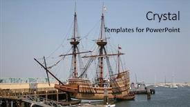  Presentation with mayflower - Presentation theme consisting of founding fathers - replica of the mayflower background and a light blue colored foreground