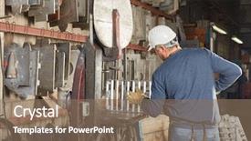  Presentation with foundry - Presentation enhanced with foundry - blue collar worker in metallurgy background and a violet colored foreground