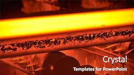  Presentation with steel - Amazing slide deck having foundry - hot steel on conveyor backdrop and a tawny brown colored foreground