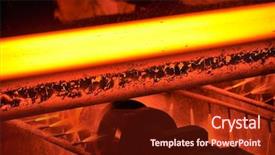  Presentation with steel - Amazing presentation theme having foundry - hot steel on conveyor backdrop and a tawny brown colored foreground