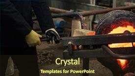  Presentation with industrial shielded metal arc - Audience pleasing presentation theme consisting of foundry - industrial worker in metal melting backdrop and a wine colored foreground