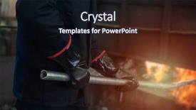  Presentation with factory - PPT theme featuring foundry - industrial worker in metal melting background and a wine colored foreground