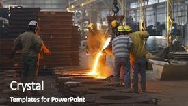  Presentation with foundry - Presentation theme featuring foundry - iron and steel industry background and a tawny brown colored foreground