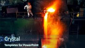  Presentation with foundry - PPT layouts featuring foundry - pouring of liquid metal background and a navy blue colored foreground