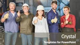  Presentation with foundry - Slides having foundry - team of blue collar workers background and a gray colored foreground