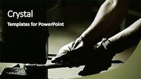  Presentation with iron deficiency - Audience pleasing presentation theme consisting of foundry - working on iron stove factory backdrop and a black colored foreground