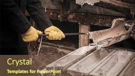  Presentation with foundry - Presentation theme enhanced with foundry-worker-pouring-liquid-metal background and a violet colored foreground