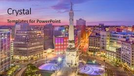  Presentation with indiana - Amazing presentation design having fountain - indianapolis indiana usa downtown cityscape backdrop and a light blue colored foreground