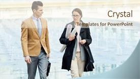  Presentation with walking - Amazing slide deck having fountain and discussing working moments backdrop and a  colored foreground