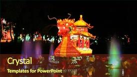  Presentation with chinese new years - Presentation theme with fountain at chinese lantern festival background and a tawny brown colored foreground