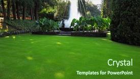  Presentation with architecture - Presentation theme with fountain at the lovely grassy background and a forest green colored foreground