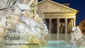  Presentation with rome italy - Cool new slide set with fountain at the pantheon temple backdrop and a mint green colored foreground