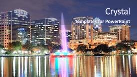  Presentation with skyline - Slides having fountain closeup with orlando downtown background and a ocean colored foreground