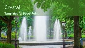  Presentation with amsterdam - Amazing presentation theme having fountain-in-a-city-park backdrop and a forest green colored foreground