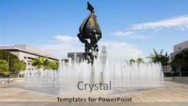  Presentation with downtown los angeles - Theme featuring fountain-in-downtown-los-angeles background and a mint green colored foreground