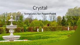  Presentation with eden - Audience pleasing presentation theme consisting of fountain in green garden backdrop and a light gray colored foreground