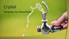  Presentation with water fountain - PPT theme featuring fountain in park with water background and a yellow colored foreground