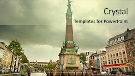  Presentation with venice - Presentation design featuring fountain living water - small cafe on street background and a soft green colored foreground