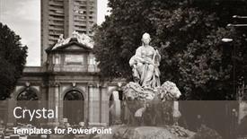  Presentation with spain - PPT theme enhanced with fountain-of-cibeles-in-plaza background and a gray colored foreground