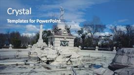  Presentation with beautiful landscapes - Amazing PPT theme having fountain of hercules gardens backdrop and a teal colored foreground