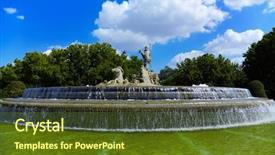  Presentation with madrid map - PPT layouts with fountain of neptune in madrid background and a tawny brown colored foreground