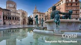  Presentation with dawn - Presentation consisting of fountain-of-the-placa-de background and a gray colored foreground