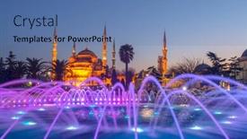  Presentation with area - PPT theme enhanced with fountain-on-sultanahmet-area background and a teal colored foreground