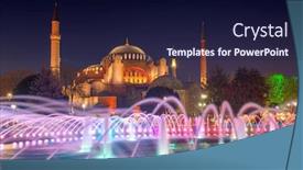  Presentation with area - Slide deck enhanced with fountain-on-sultanahmet-area background and a navy blue colored foreground