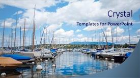  Presentation with lake - PPT theme enhanced with fountain park in moonlit lake background and a  colored foreground