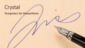  Presentation with fountain pen - Beautiful PPT theme featuring fountain pen and a signature backdrop and a lemonade colored foreground