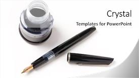  Presentation with fountain pen - Colorful PPT theme enhanced with fountain pen and ink backdrop and a white colored foreground