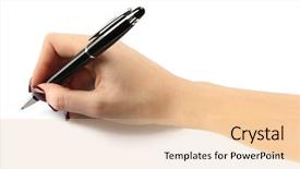  Presentation with fountain pen - Beautiful presentation theme featuring fountain pen in female hand backdrop and a lemonade colored foreground