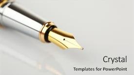  Presentation with fountain pen - Cool new theme with fountain pen isolated on white backdrop and a light gray colored foreground